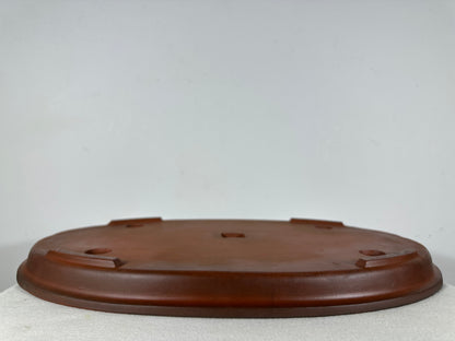 Preowned Japanese Tokoname Unglazed Oval Shallow Bonsai Pot - 18” By 12.5”