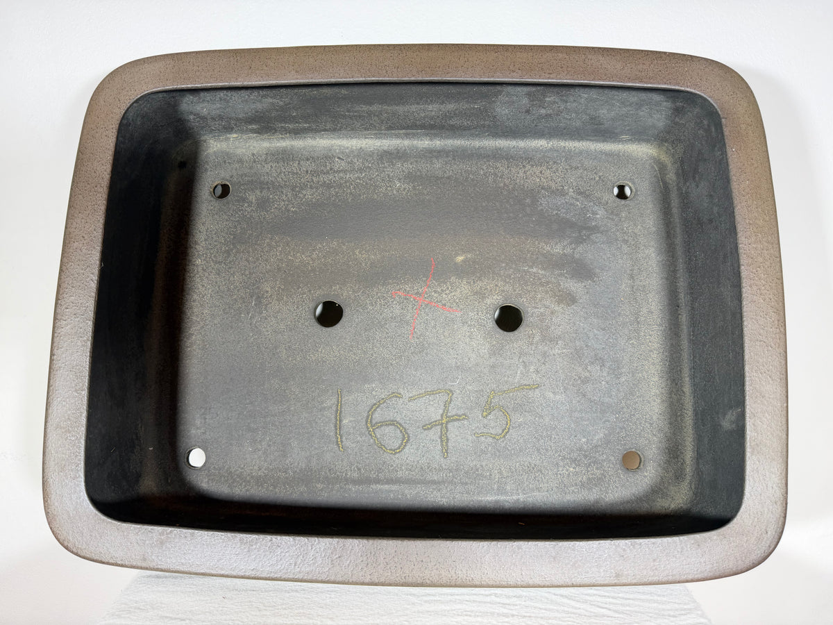 Preowned Japanese Tokoname Unglazed Rectangular Bonsai Pot Eiraku - 21.75” x 16.25” x 5.75”