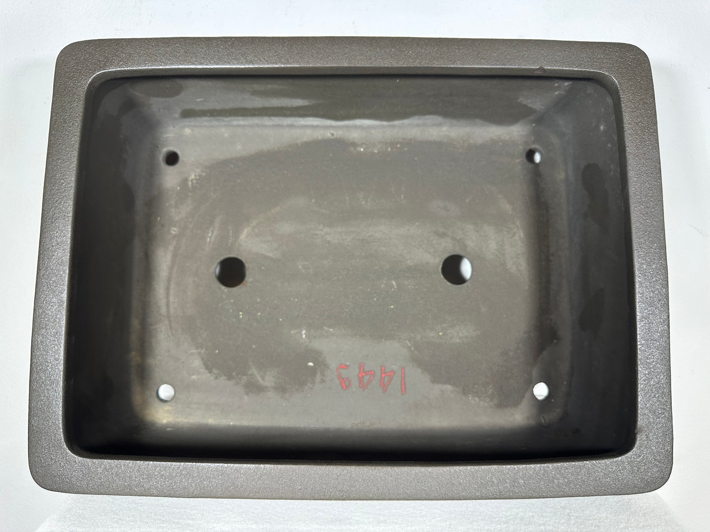 Preowned Vintage Japanese Tokoname Unglazed Rectangular Bonsai Pot Yamaaki - 16.5” By 12.25”
