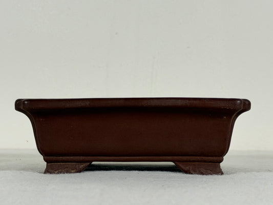 Preowned Japanese Tokoname Unglazed Rectangular Bonsai Pot Yamaaki - 5.25” x 4.25” x 1.75”