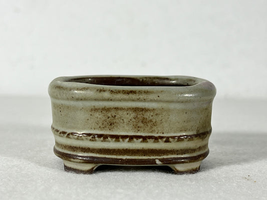 Preowned Japanese Tokoname Rectangular Bonsai Pot Tosui - 2 1/8” By 1.75”