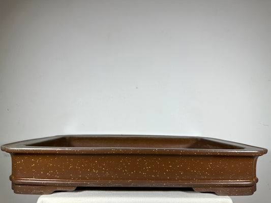 Preowned Japanese Tokoname Unglazed Rectangular Shallow Bonsai Pot Seizan - 25.25” By 17.5”