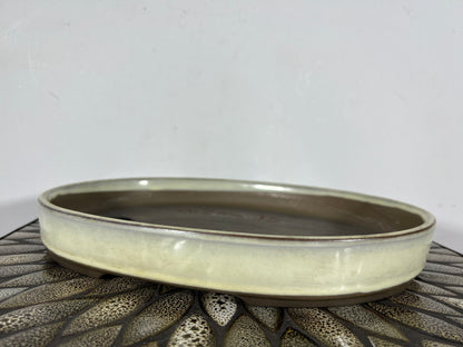 Preowned Japanese Tokoname Shallow Oval Bonsai Pot - 12.75” By 9.25”