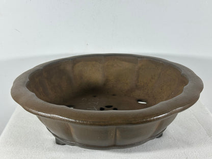 Preowned Japanese Tokoname Unglazed Rinka Style Bonsai Pot Gyouzan - 13.25” By 4 1/8”