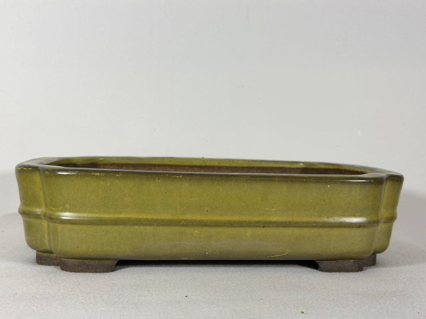 Preowned Japanese Tokoname Glazed Rectangular Bonsai Pot Hatutori - 12” By 9”