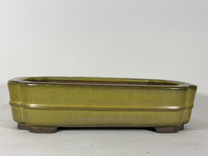 Preowned Japanese Tokoname Glazed Rectangular Bonsai Pot Hatutori - 12” By 9”
