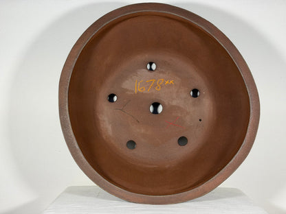 Preowned Japanese Tokoname Unglazed Round Bonsai Pot Senshu - 16.75” By 7”