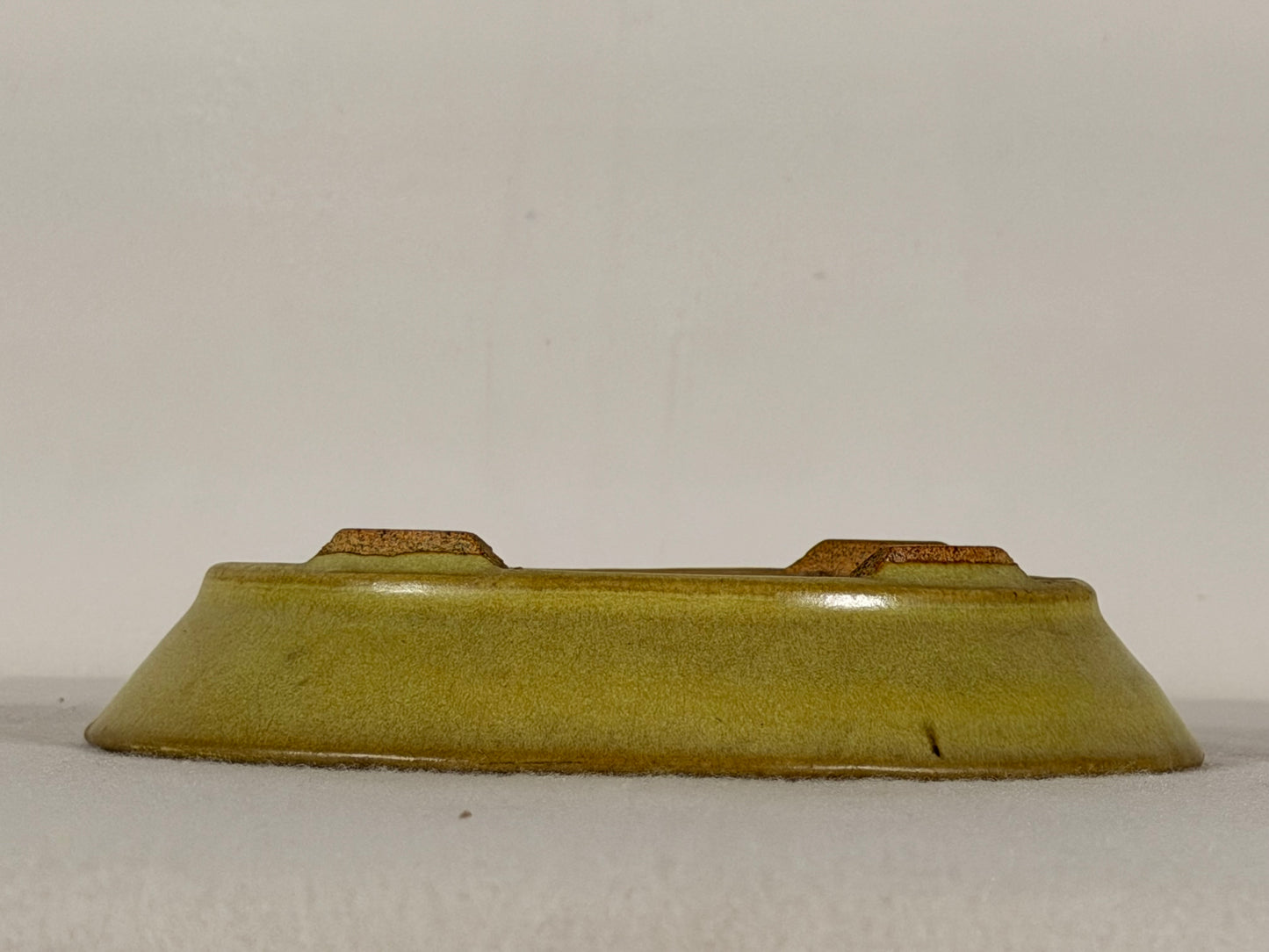 Preowned Japanese Tokoname Glazed Oval Bonsai Pot Hatutori - 6.5” By 5”