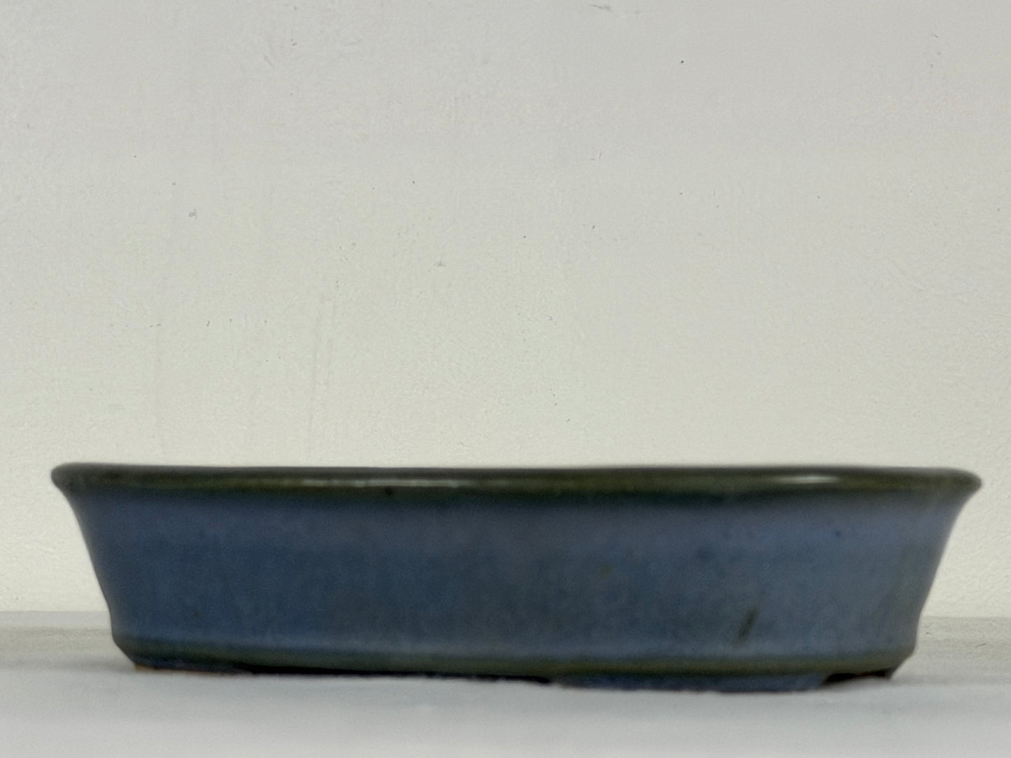 Preowned Japanese Tokoname Glazed Oval Bonsai Pot Hatutori - 6.5” By 4.75”