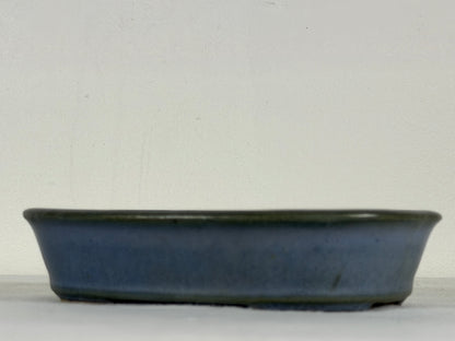 Preowned Japanese Tokoname Glazed Oval Bonsai Pot Hatutori - 6.5” By 4.75”