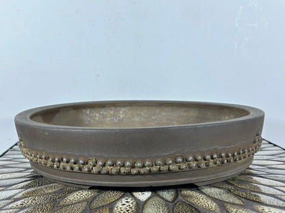 Preowned Japanese Tokoname Round Bonsai Pot Ritukadou - 12” By 2.5”