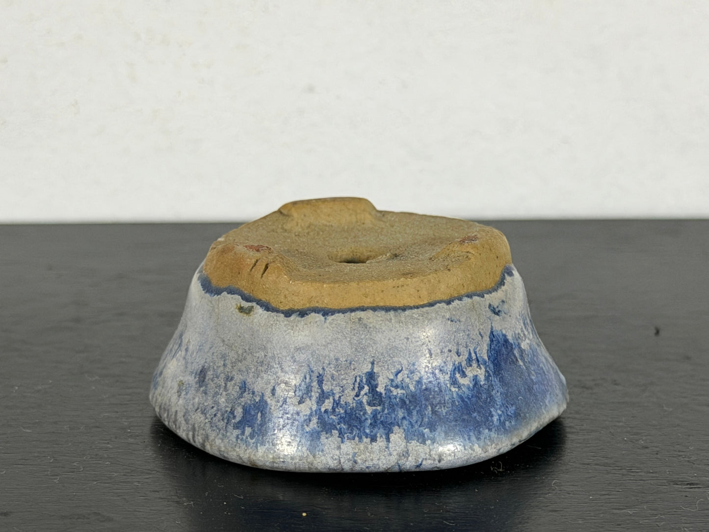 Preowned Japanese Tokoname Glazed Round Bonsai Pot - 2” By 7/8”