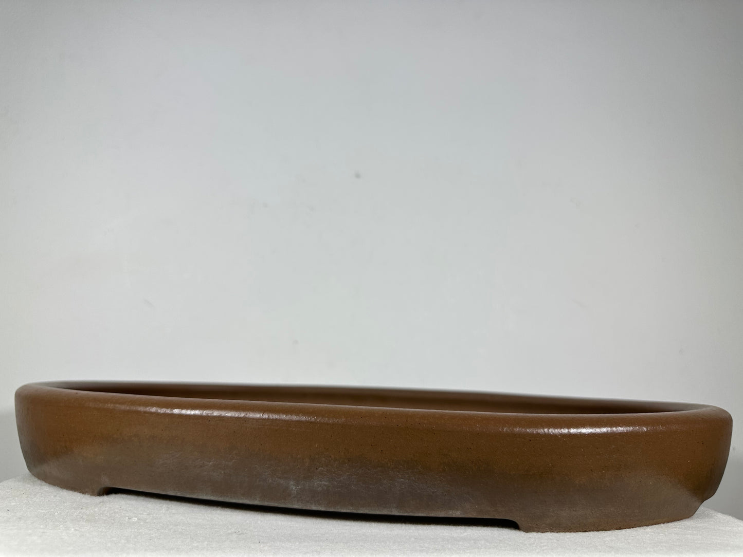 Preowned Japanese Tokoname Unglazed Oval Shallow Bonsai Pot Seizan - 20.5” By 14.5”