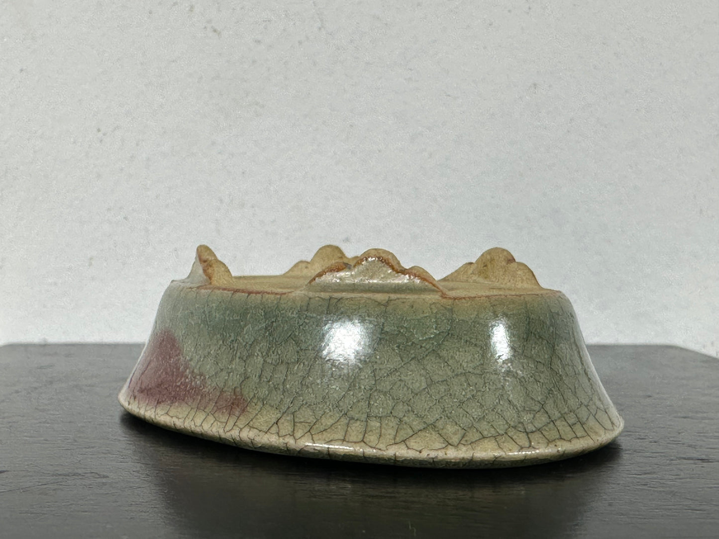 Preowned Vintage Japanese Oval Bonsai Pot By EIMEI - 2 7/8” By 2 1/8”