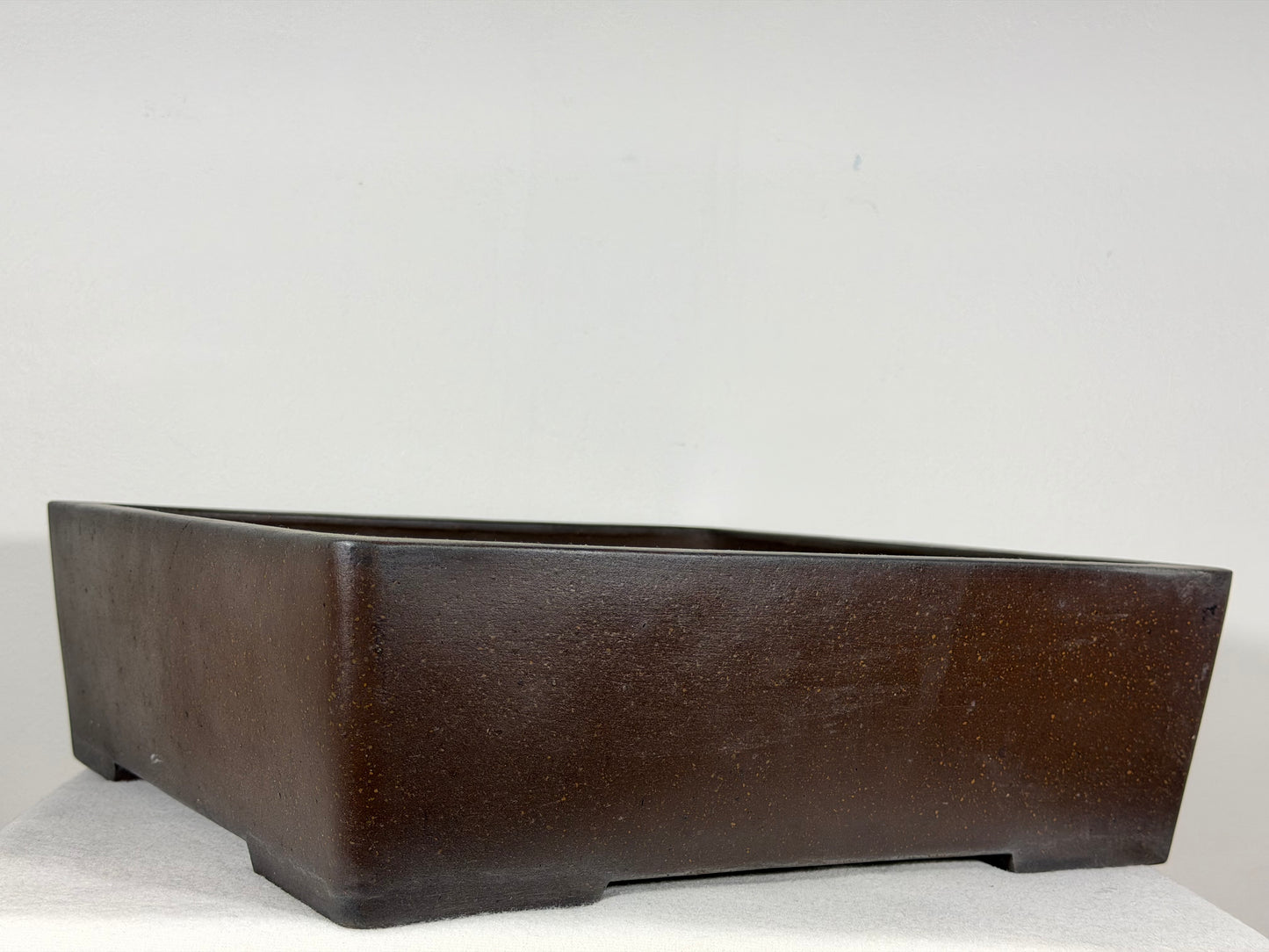 Preowned Japanese Tokoname Unglazed Square Bonsai Pot Syousen - 14.5” By 4.5”