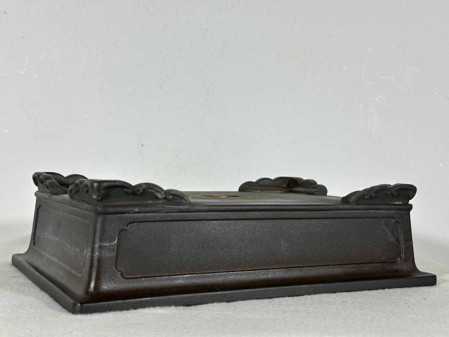 Preowned Japanese Tokoname Unglazed Rectangular Bonsai Pot - 11” By 7.75”