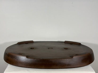Preowned Japanese Tokoname Unglazed Shallow Oval Bonsai Pot Seizan - 20.5” x 14.75” x 2.25”
