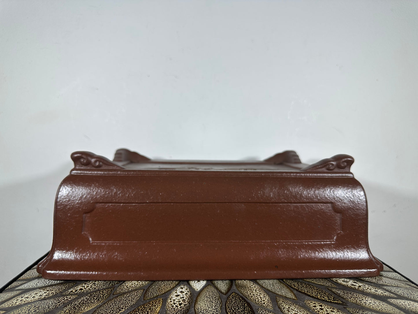 Preowned Japanese Tokoname Unglazed Rectangular Bonsai Pot Yamaaki - 14.75” By 11.25”