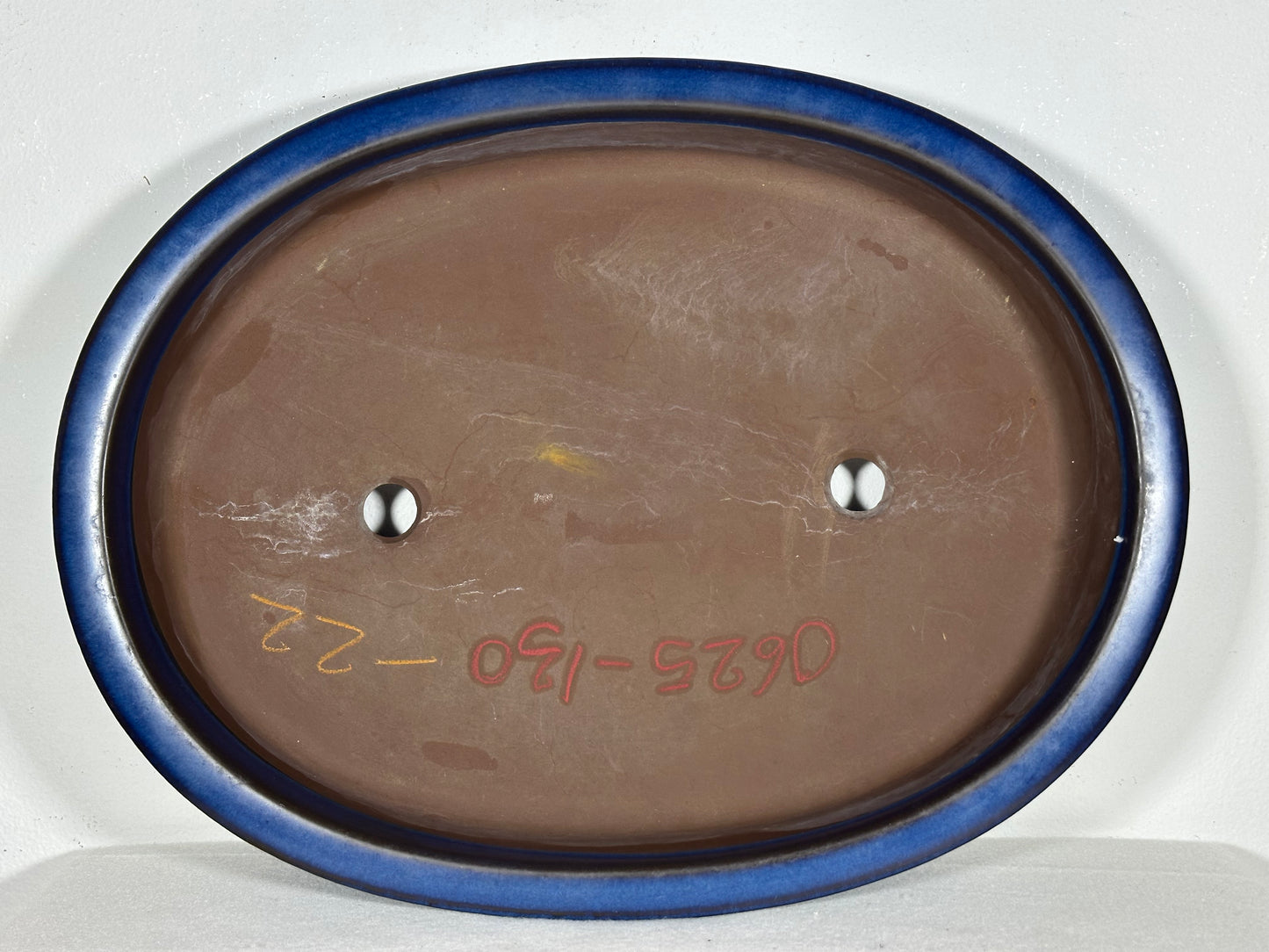 Preowned Japanese Tokoname Glazed Oval Shallow Bonsai Pot - 14.5” By 11”