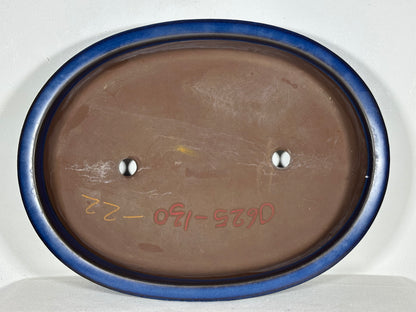 Preowned Japanese Tokoname Glazed Oval Shallow Bonsai Pot - 14.5” By 11”