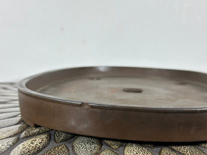 Preowned Japanese Tokoname Unglazed Shallow Oval Bonsai Pot Sankyou - 15.75” By 10.75”