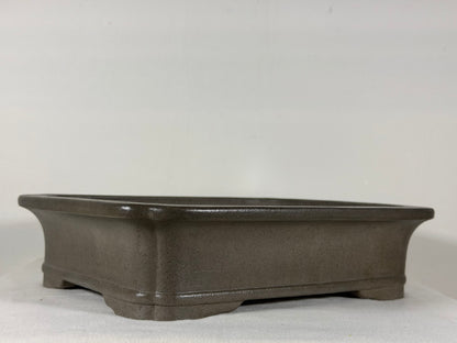 Preowned Japanese Tokoname Unglazed Rectangular Bonsai Pot Keizan - 12.75” By 10.25”