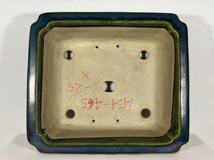 New Japanese Tokoname Glazed Rectangular Bonsai Pot Mazan Terahata -  12.25” By 10.75”