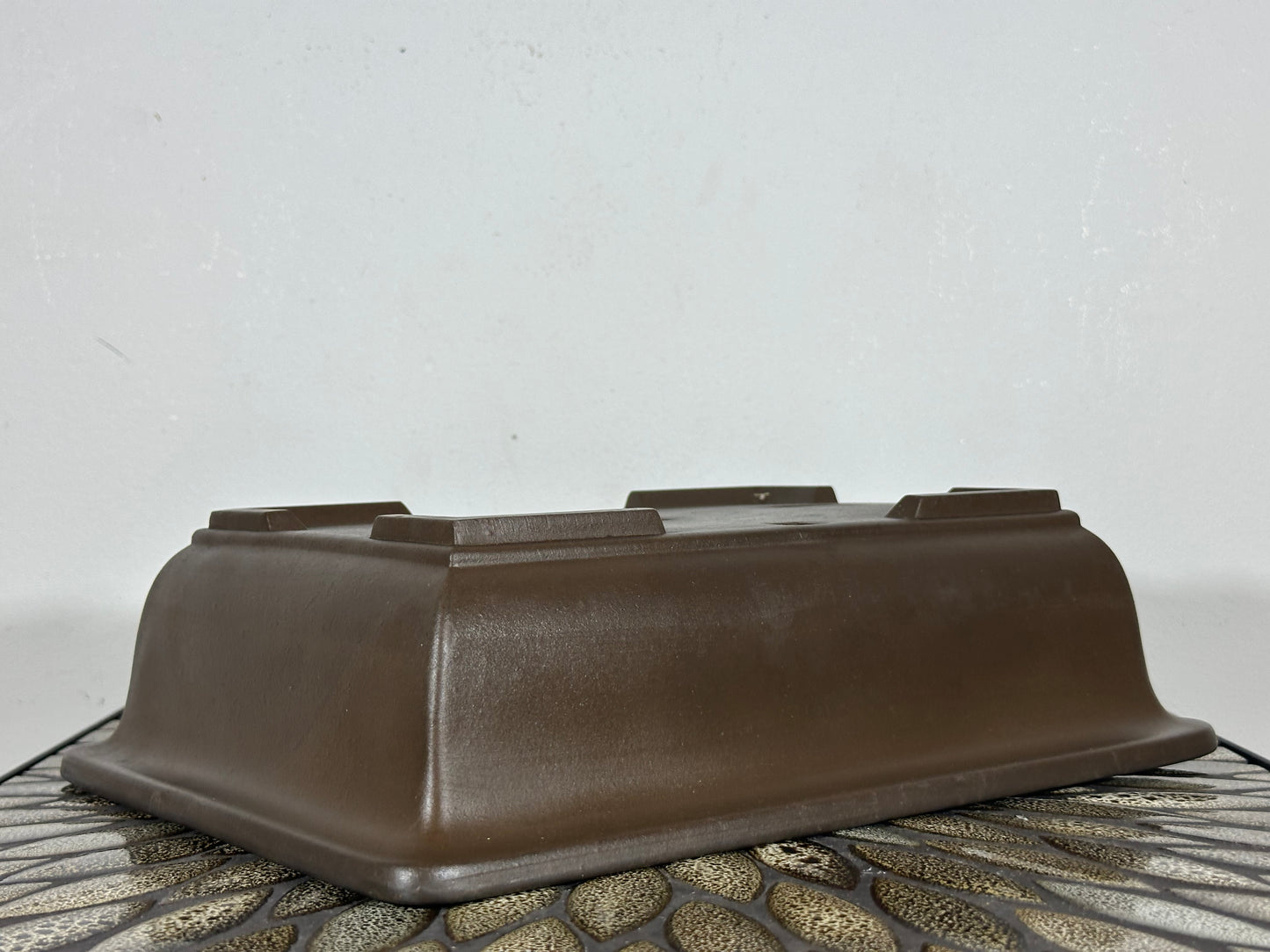 Preowned Japanese Tokoname Unglazed Rectangular Bonsai Pot Senkoen - 12” By 8.75”