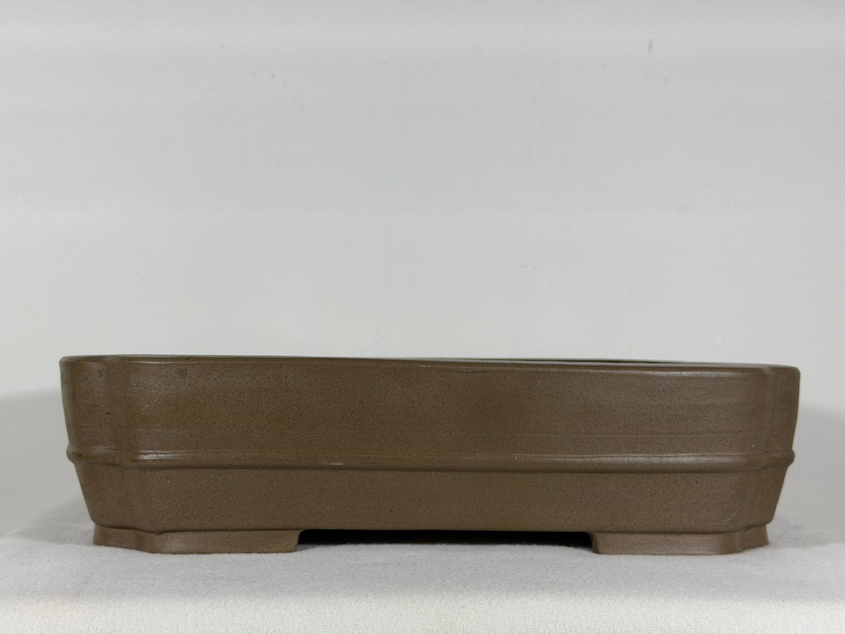 Preowned Japanese Tokoname Unglazed Rectangular Bonsai Pot Sykouzan - 14.25” By 11.25”