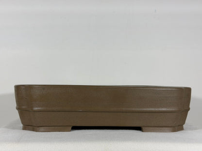Preowned Japanese Tokoname Unglazed Rectangular Bonsai Pot Sykouzan - 14.25” By 11.25”