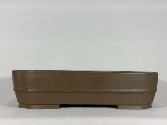 Preowned Japanese Tokoname Unglazed Rectangular Bonsai Pot Sykouzan - 14.25” By 11.25”