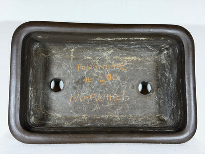 Preowned Vintage Japanese Tokoname Unglazed Rectangular Bonsai Pot Maruhei - 15.5” By 10.25”