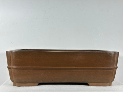 Preowned Japanese Tokoname Unglazed Rectangular Bonsai Pot Seizan - 14.5” By 11”