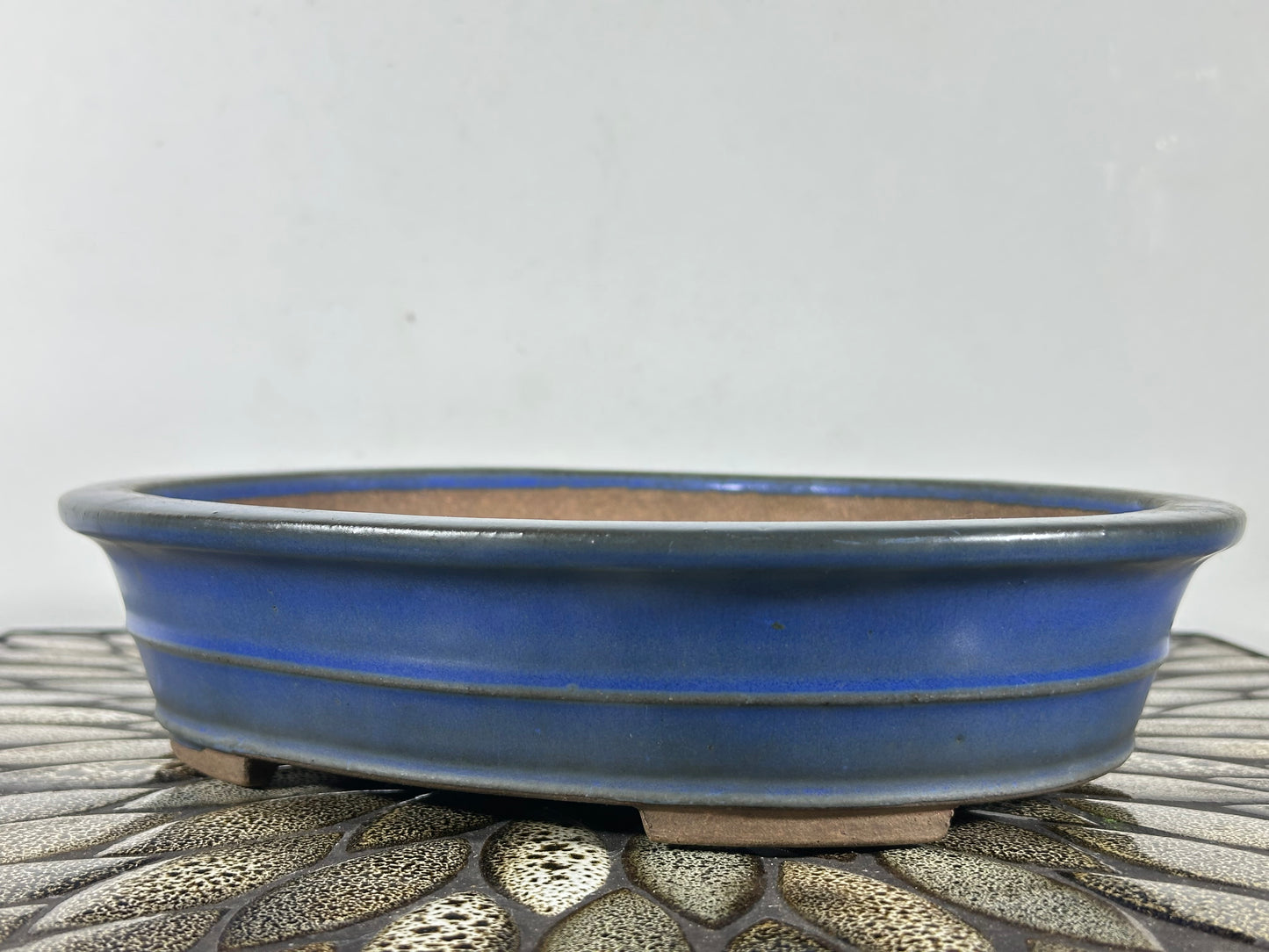 Preowned Japanese Tokoname Glazed Oval Bonsai Pot Reiho - 10.25” By 8.25”