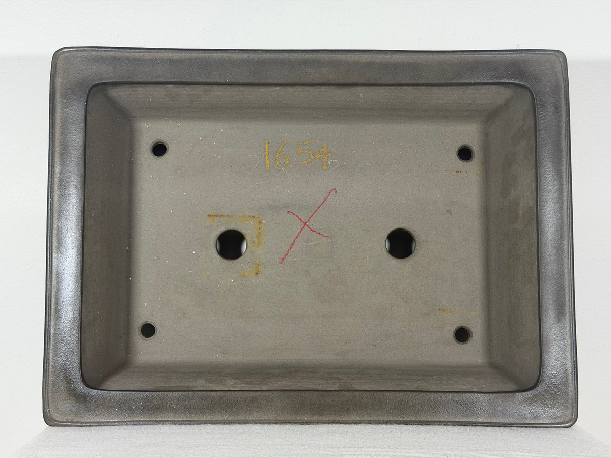 Preowned Japanese Tokoname Unglazed Rectangular Bonsai Pot Gyouzan Nakano - 16.5” x 12” x 4”