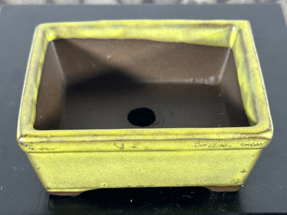 Preowned Japanese Tokoname Rectangular Bonsai Pot - 3.5” By 2 7/8”