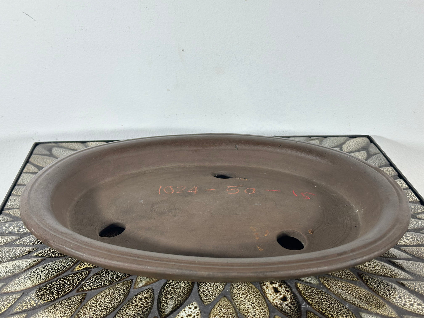 Preowned Japanese Tokoname Unglazed Shallow Oval Bonsai Pot - 13.25” By 10.5”