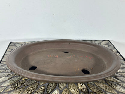 Preowned Japanese Tokoname Unglazed Shallow Oval Bonsai Pot - 13.25” By 10.5”