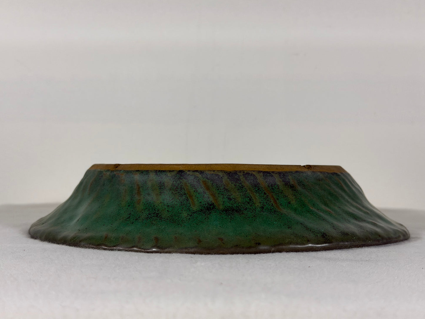Preowned Japanese Tokoname Glazed Nanban Style Bonsai Pot Yamafusa - 9.75” By 1.75”