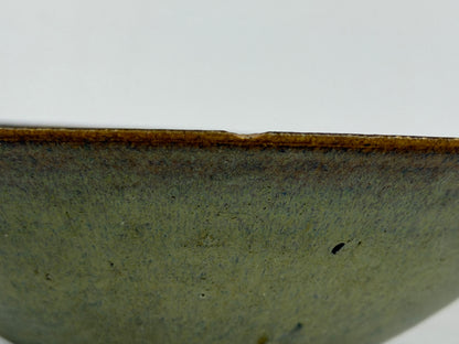 Preowned Japanese Tokoname Glazed Round Bonsai Pot has Stamp - 5.75” By 1 5/8”