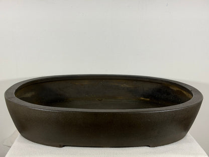 Preowned Japanese Tokoname Unglazed Oval Bonsai Pot Yamaaki - 19.75” x 16.25” x 3.75”