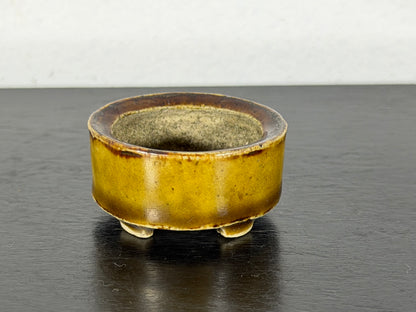 Preowned Vintage Japanese Tokoname Glazed Oval Bonsai Pot Mutou - 1.5” By 1.25”
