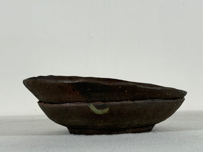 Preowned Japanese Tokoname Unglazed Round Bonsai Pot Has Stamp - 6” By 2”