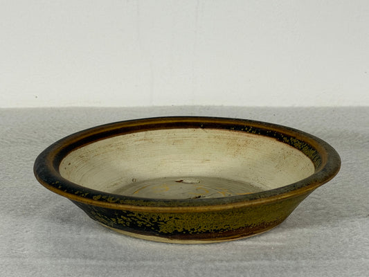 Preowned Japanese Tokoname Glazed Nanban Style Bonsai Pot Nihei - 5.75” By 1.25”