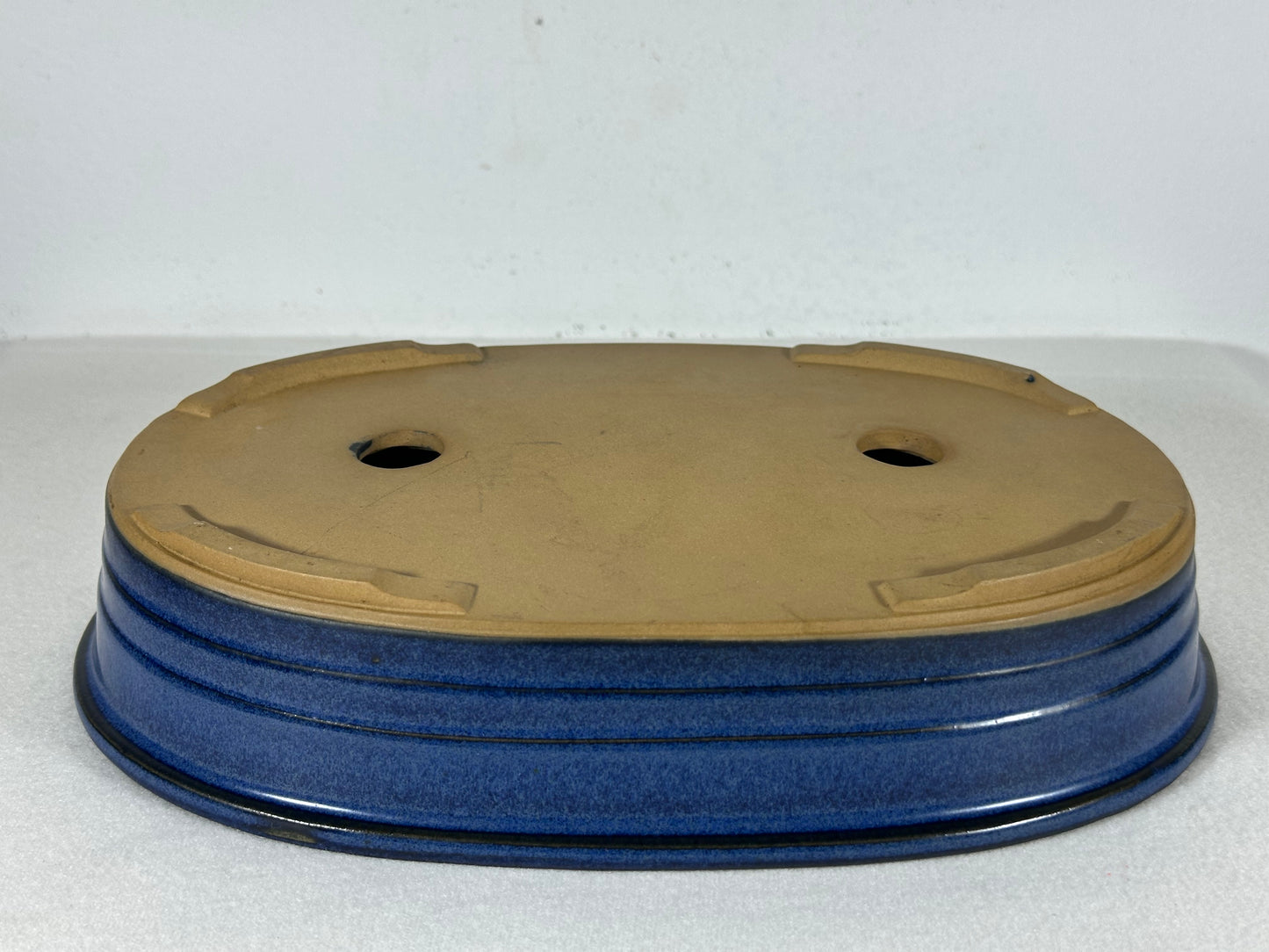Preowned Japanese Tokoname Glazed Oval Bonsai Pot - 10.5” By 7”