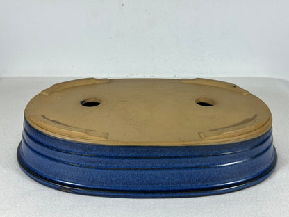 Preowned Japanese Tokoname Glazed Oval Bonsai Pot - 10.5” By 7”