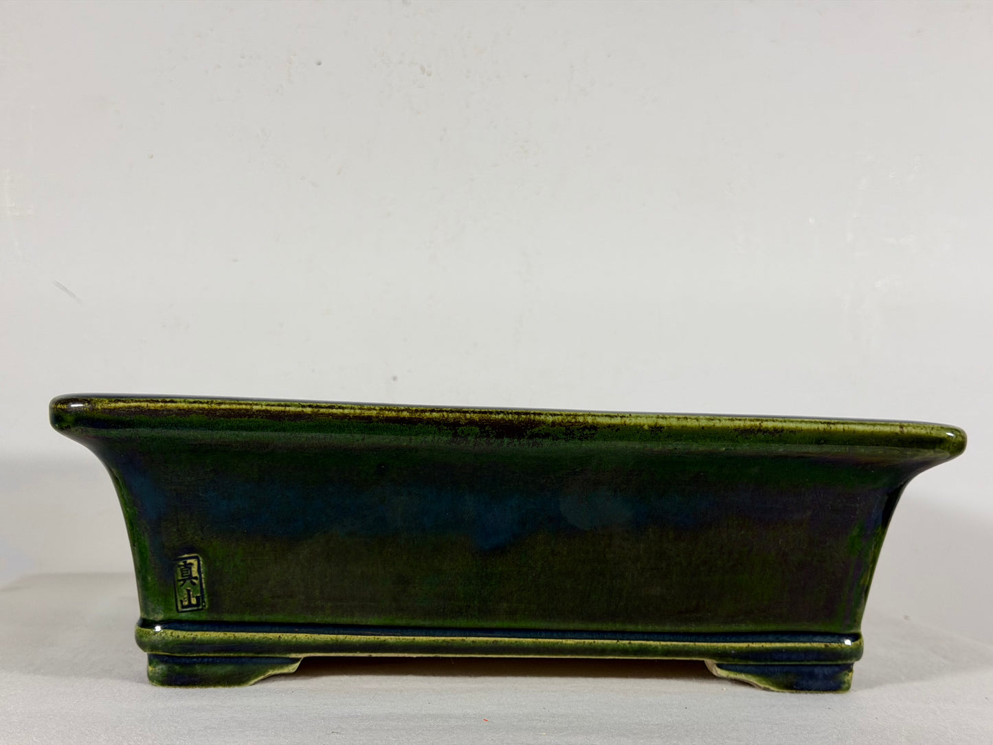 New Japanese Tokoname Glazed Rectangular Bonsai Pot Mazan Terahata - 11” By 9.5”