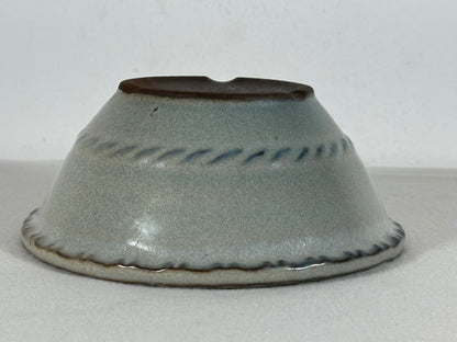 Preowned Japanese Tokoname Glazed Round Bonsai Pot with Patina - 6.5” By 2.75”