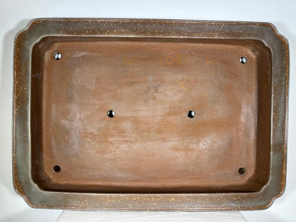 Preowned Japanese Tokoname Unglazed Rectangular Shallow Bonsai Pot Seizan - 25.25” By 17.5”