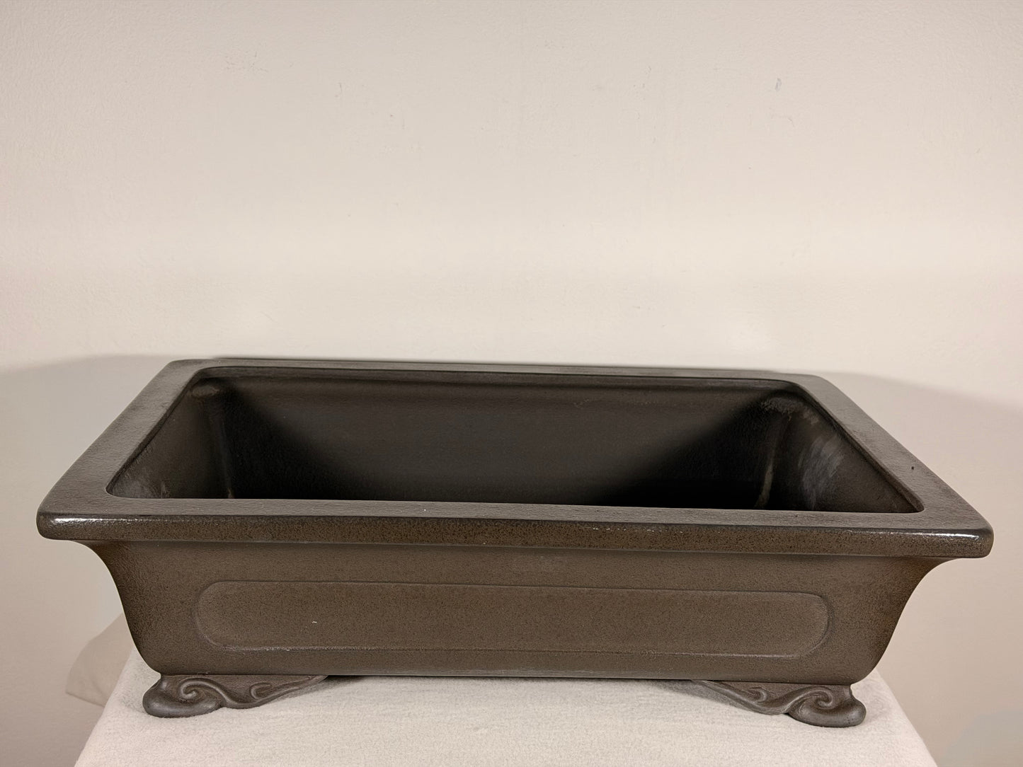 Preowned Japanese Tokoname Unglazed Rectangular Bonsai Pot Eiraku - 18” By 13.5”